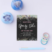 Spring Sale Holographic Glitter Modern Black Flyer (Enkel)