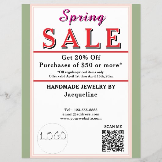 Spring Sale Sage Blush BACKSIDE Heart Flyer (Voorkant)