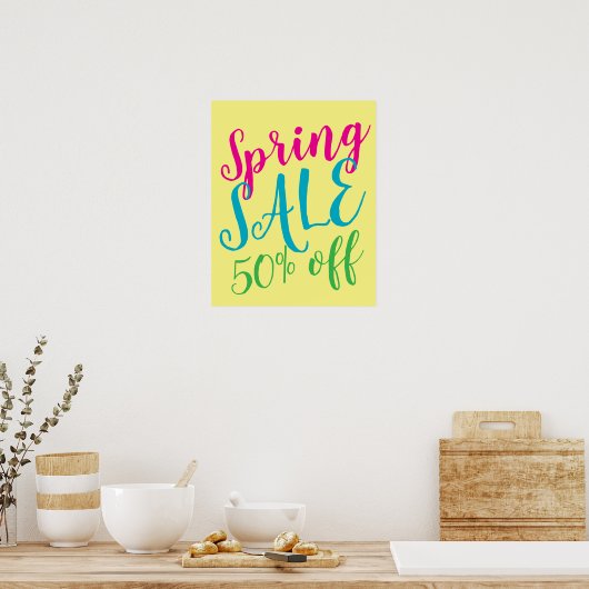 Spring Sale Sign, 50% korting op het verkoopteken, Poster (Keuken)