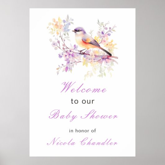 Spring Schattige Bird Baby shower Poster (Voorkant)