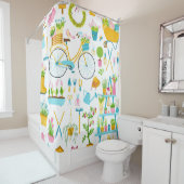 Spring seamless pattern in simple hand-drawn carto douchegordijn (In situ)