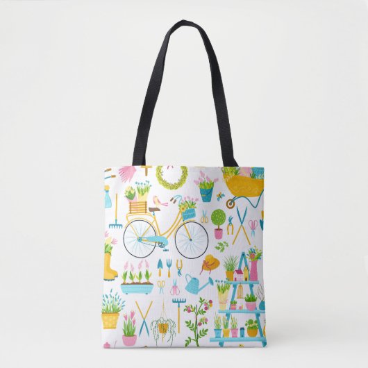 Spring seamless pattern in simple hand-drawn carto draagtas (Voorkant)