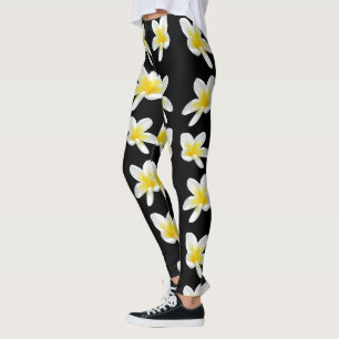 Spring Serenade: Gele Frangipanis op zwart, Leggings