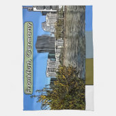 Spring Skyline of Frankfurt, Duitsland Theedoek (Verticaal)
