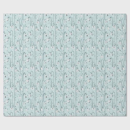 Spring Snowdrop: regendruppelachtergrond. Cadeaupapier (Vlak)