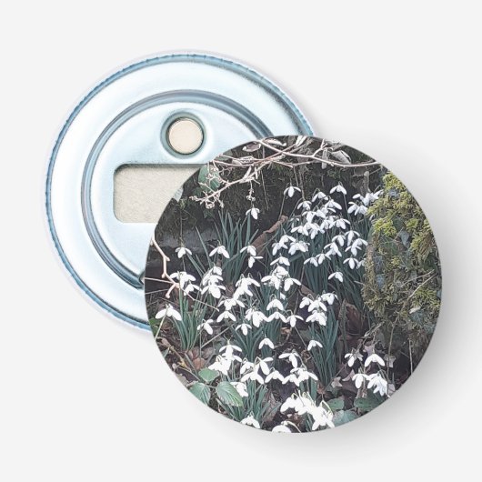 Spring Snowdruppels Button Bottle Opener (Voorkant)