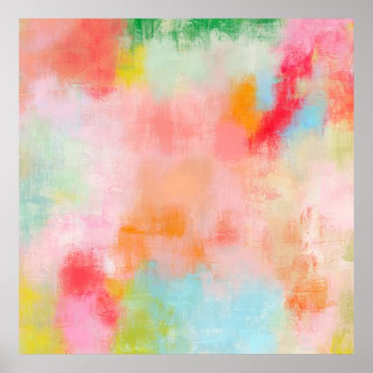 Spring Spark - Roze Koraal Beige Abstracte Kunst Poster (Voorkant)