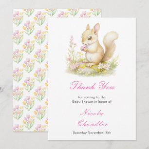 Spring Squirrel Baby shower Bedankkaart
