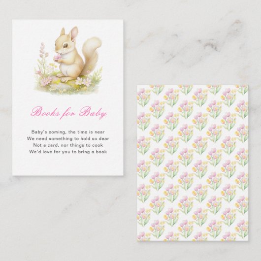 Spring Squirrel Baby shower Informatiekaartje (Voorkant / Achterkant)