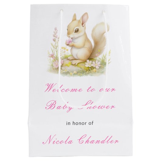 Spring Squirrel Baby shower Medium Cadeauzakje (Achterkant)