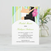Spring Stripe Bridal Shower Invitation Kaart (Staand voorkant)