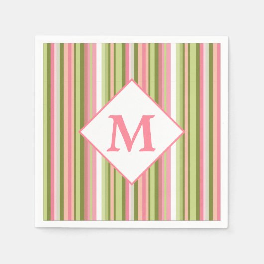 Spring Stripes Monogram Cocktail servet (Voorkant)
