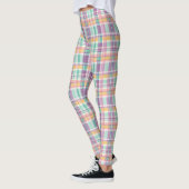 Spring Style Plaid Lavender Teal and Pink Leggings (Gauche)