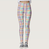 Spring Style Plaid Lavender Teal and Pink Leggings (Devant)