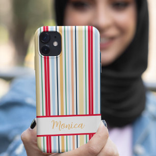Spring style verticale strepen aangepaste naam iPhone 11 hoesje