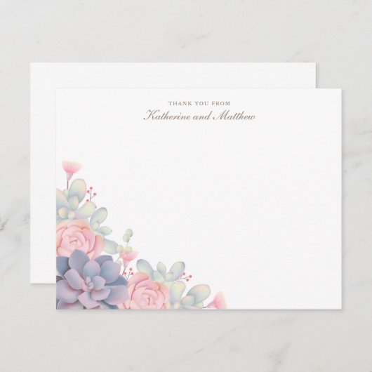 Spring Succulents Mariage Merci Cartes (Devant / Derrière)