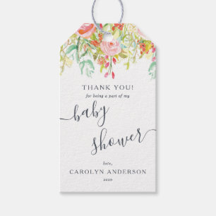 Spring Summer Floral Baby shower Hartelijk dank Cadeaulabel