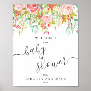 Spring Summer Floral Welkomstteken Baby shower Poster