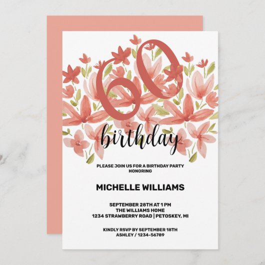 Spring Summer Garden Waterverf Bloemen Kaart (Voorkant / Achterkant)