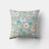Spring Summer Munt Green Gold Lialc Pink Floral Kussen (Achterkant)