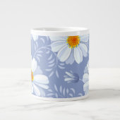 Spring Summer White Flower Blue Pattern Jumbo Beker (Voorkant)