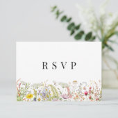 Spring Summer Wildflower Beige Boho RSVP-kaart Kaart (Staand voorkant)