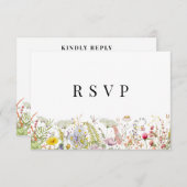 Spring Summer Wildflower Beige Boho RSVP-kaart Kaart (Voorkant / Achterkant)