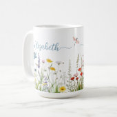 Spring Summer Wildflowers Script naam Mok (Voorkant links)