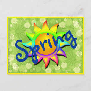 Spring Sun en bloemen Briefkaart