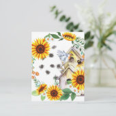 Spring Sunflower Birdhouse Art Briefkaart (Staand voorkant)