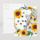 Spring Sunflower Birdhouse Art Briefkaart (Voorkant / Achterkant)