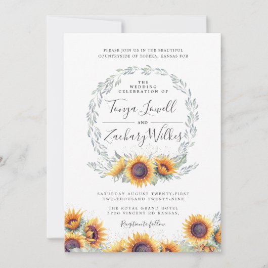 Spring Sunflower Bloom | Weddengeviering Kaart (Voorkant)