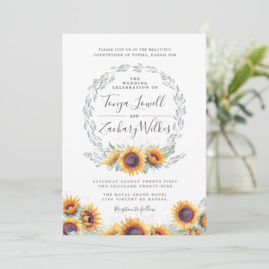 Spring Sunflower Bloom | Weddengeviering Kaart (Staand voorkant)