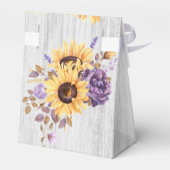 Spring Sunflower en Paars Peony Wedding Bedankdoosjes (Achterkant)