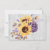 Spring Sunflower en Paars Peony Wedding Bedankkaart (Achterkant)