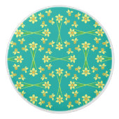 Spring Sunshine Daffodils Aqua Custom Ceramic Knob Keramische Knop (Voorkant)