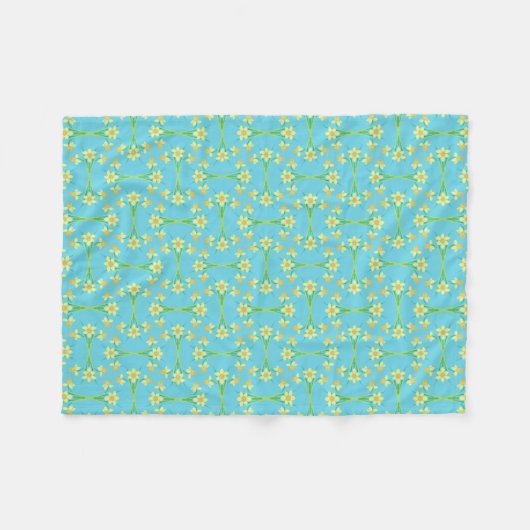 Spring Sunshine Daffodils Sky Blue Fleece Blanket (Voorkant (Horizontaal))