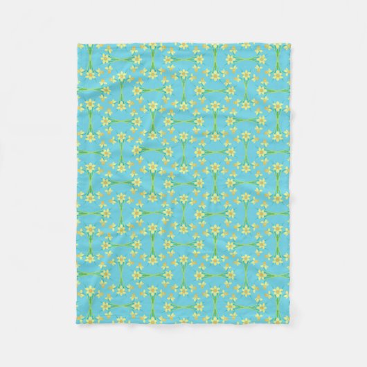 Spring Sunshine Daffodils Sky Blue Fleece Blanket (Voorkant)