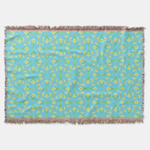 Spring Sunshine Daffodils Sky Blue Throw Blanket Deken