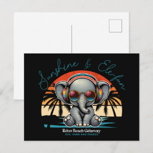 Spring Sunshine en Ele-fun Retro Beach Getaway Briefkaart