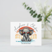 Spring Sunshine en Ele-fun Retro Beach Getaway Briefkaart (Staand voorkant)