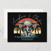 Spring Sunshine en Ele-fun Retro Beach Getaway Feestdagenkaart (Voorkant / Achterkant)