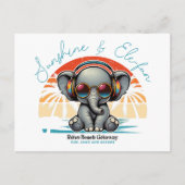 Spring Sunshine en Ele-fun Retro Beach Getaway Feestdagenkaart (Voorkant)