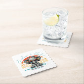 Spring Sunshine en Ele-fun Retro Beach Getaway Kartonnen Onderzetters (Insitu)