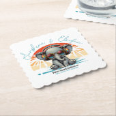 Spring Sunshine en Ele-fun Retro Beach Getaway Kartonnen Onderzetters (Gebogen)