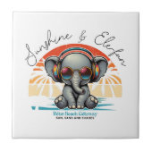 Spring Sunshine en Ele-fun Retro Beach Getaway Tegeltje (Voorkant)