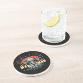 Spring Sunshine en Ele-fun Retro Beach Getaway Zandsteen Onderzetter (Zijkant)
