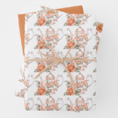 Spring Tea Party Sinaasappel theepotten en Rozen Inpakpapier Vel (In situ)