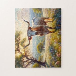 Spring Texas longhorn koe Legpuzzel