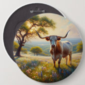 Spring Texas longhorn koe Ronde Button 6,0 Cm (Voorkant /achterkant)